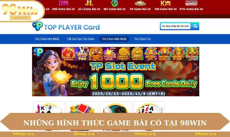 Game Bài 98WIN 3 Những hình thức game bài có tại 98WIN